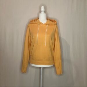 Athleta Cozy Yellow Hoodie Sweater Shirt  Sundown Front Pocket Sporty Sz M